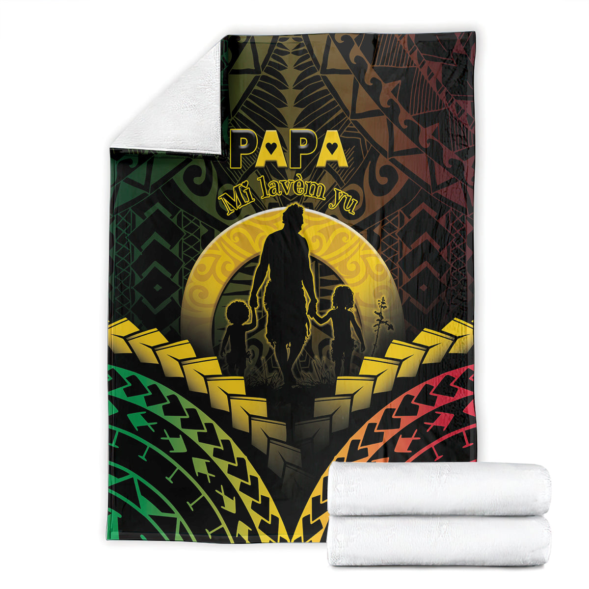 Vanuatu Happy Father's Day Blanket Mi Lavem Yu Papa Polynesian Tribal LT05 - Polynesian Pride