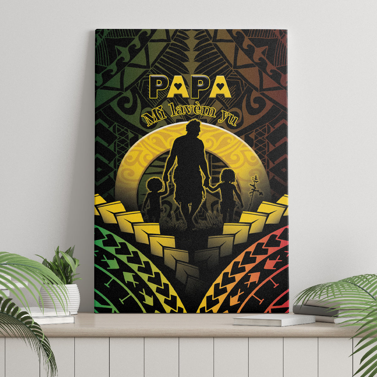 Vanuatu Happy Father's Day Canvas Wall Art Mi Lavem Yu Papa Polynesian Tribal LT05 - Polynesian Pride