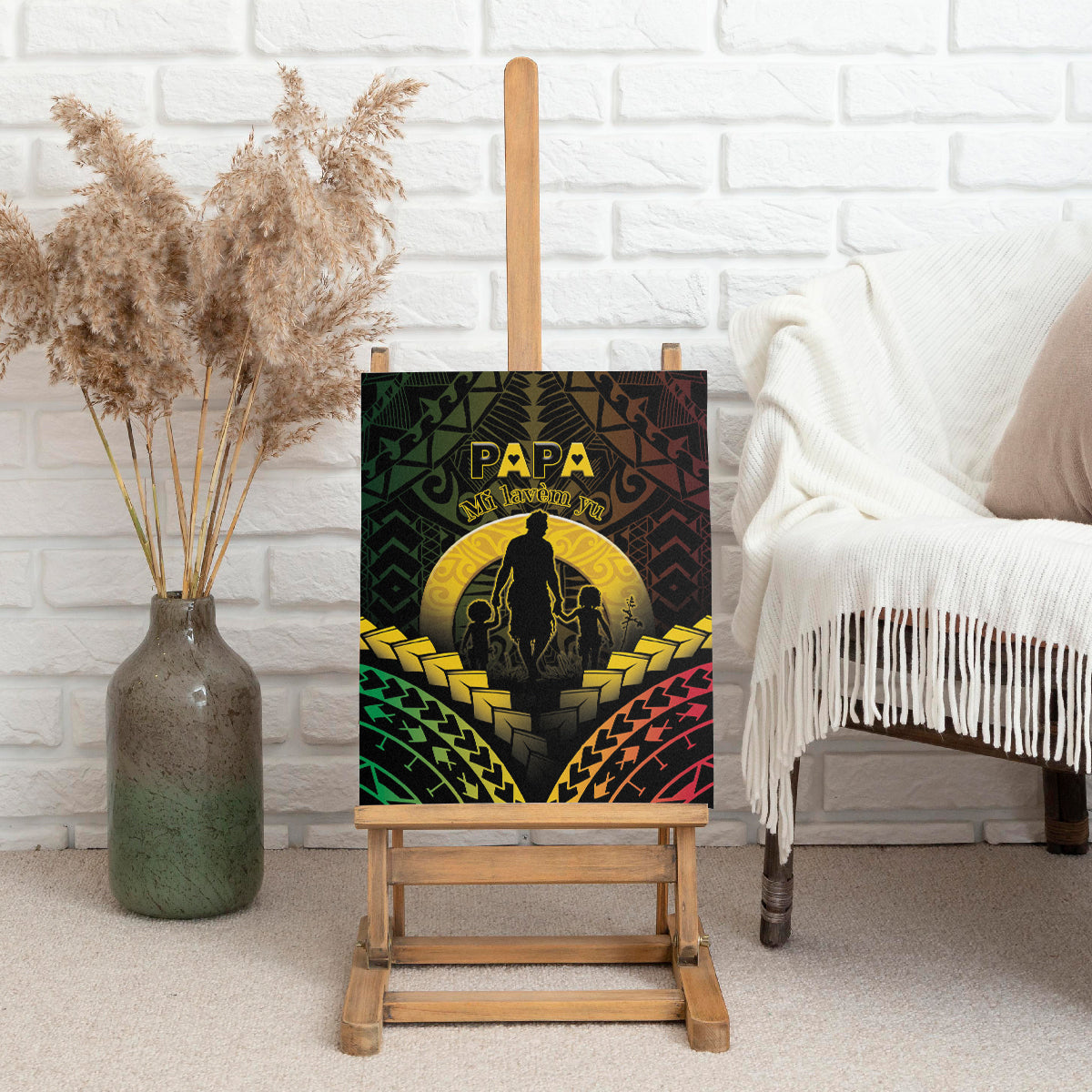 Vanuatu Happy Father's Day Canvas Wall Art Mi Lavem Yu Papa Polynesian Tribal LT05 - Polynesian Pride