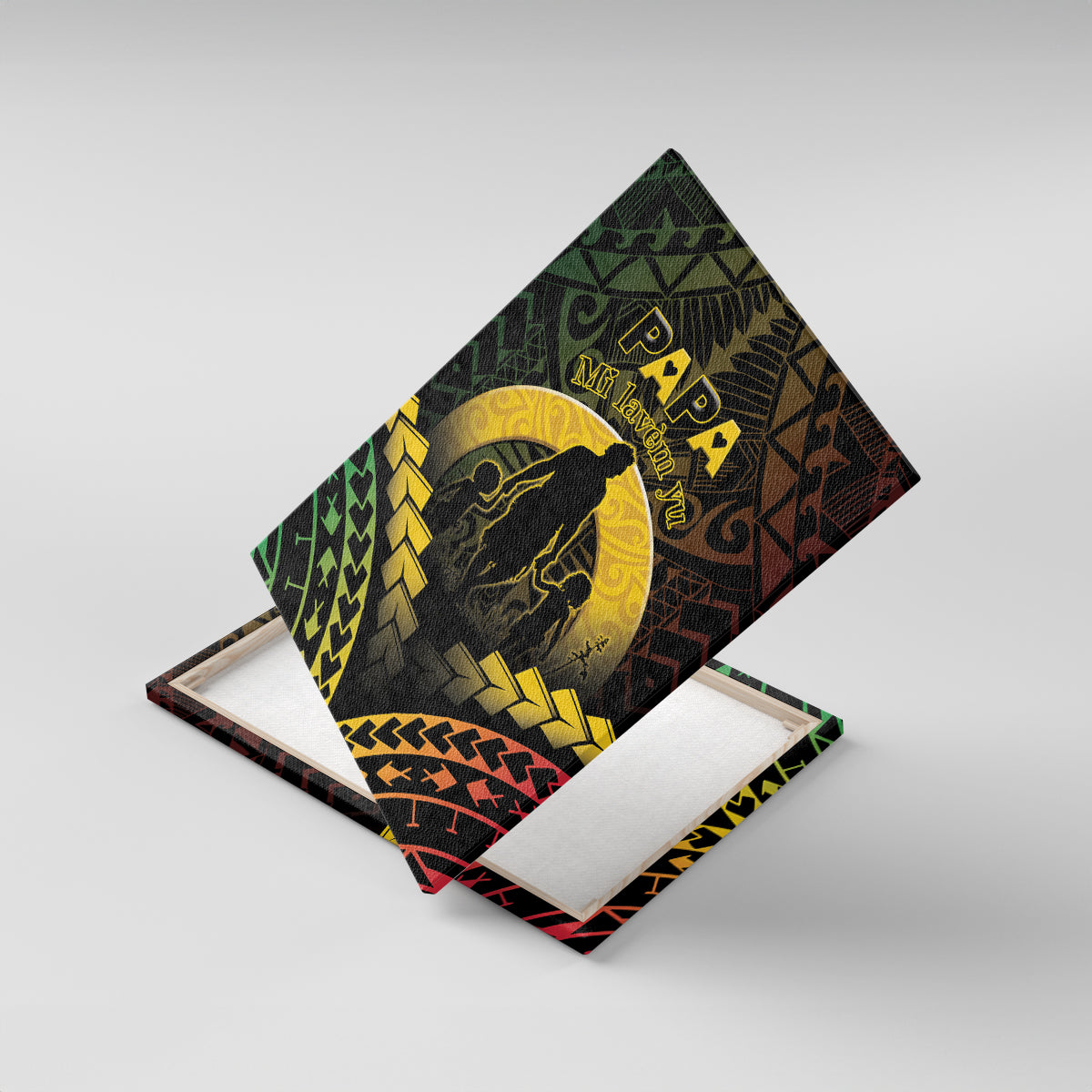 Vanuatu Happy Father's Day Canvas Wall Art Mi Lavem Yu Papa Polynesian Tribal LT05 With Frame Reggae - Polynesian Pride