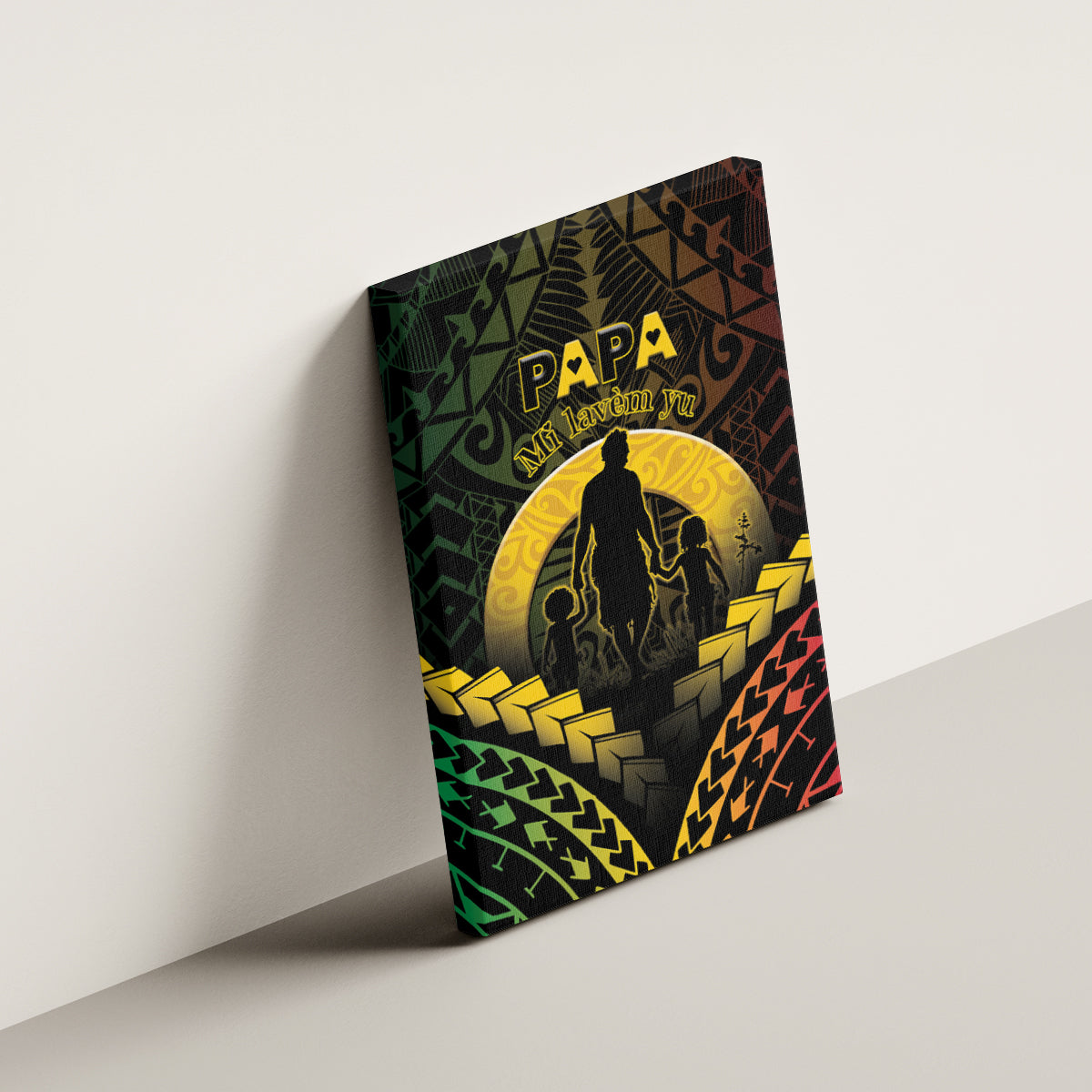 Vanuatu Happy Father's Day Canvas Wall Art Mi Lavem Yu Papa Polynesian Tribal LT05 - Polynesian Pride