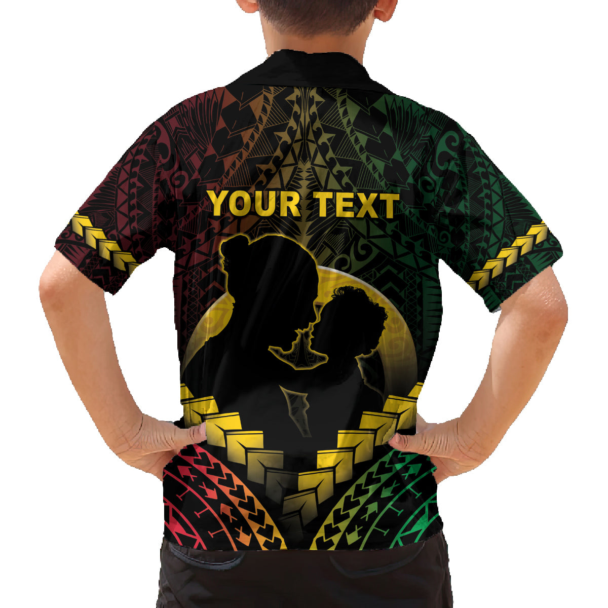 Personalised Vanuatu Happy Father's Day Family Matching Off Shoulder Maxi Dress and Hawaiian Shirt Mi Lavem Yu Papa Polynesian Tribal