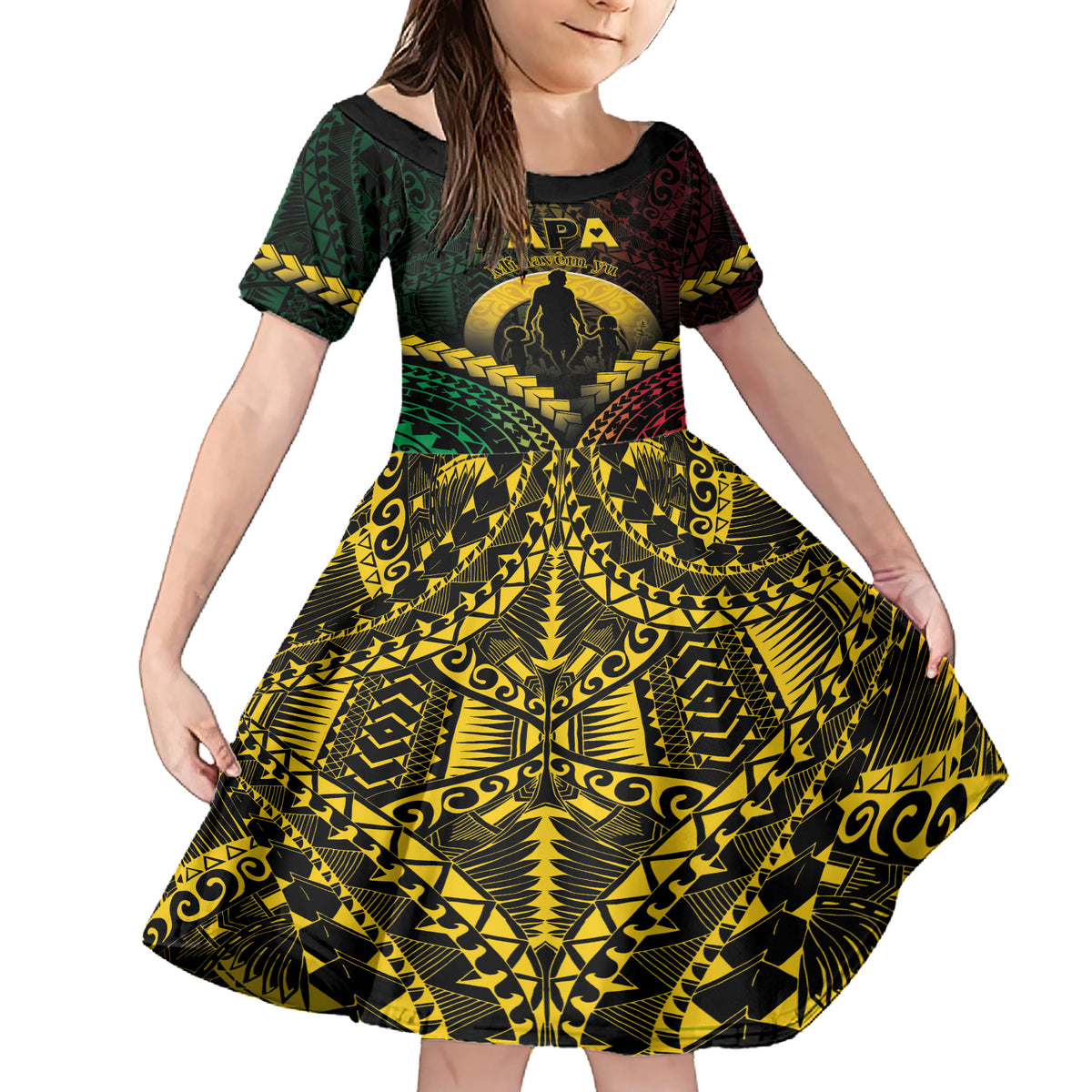 Personalised Vanuatu Happy Father's Day Family Matching Short Sleeve Bodycon Dress and Hawaiian Shirt Mi Lavem Yu Papa Polynesian Tribal