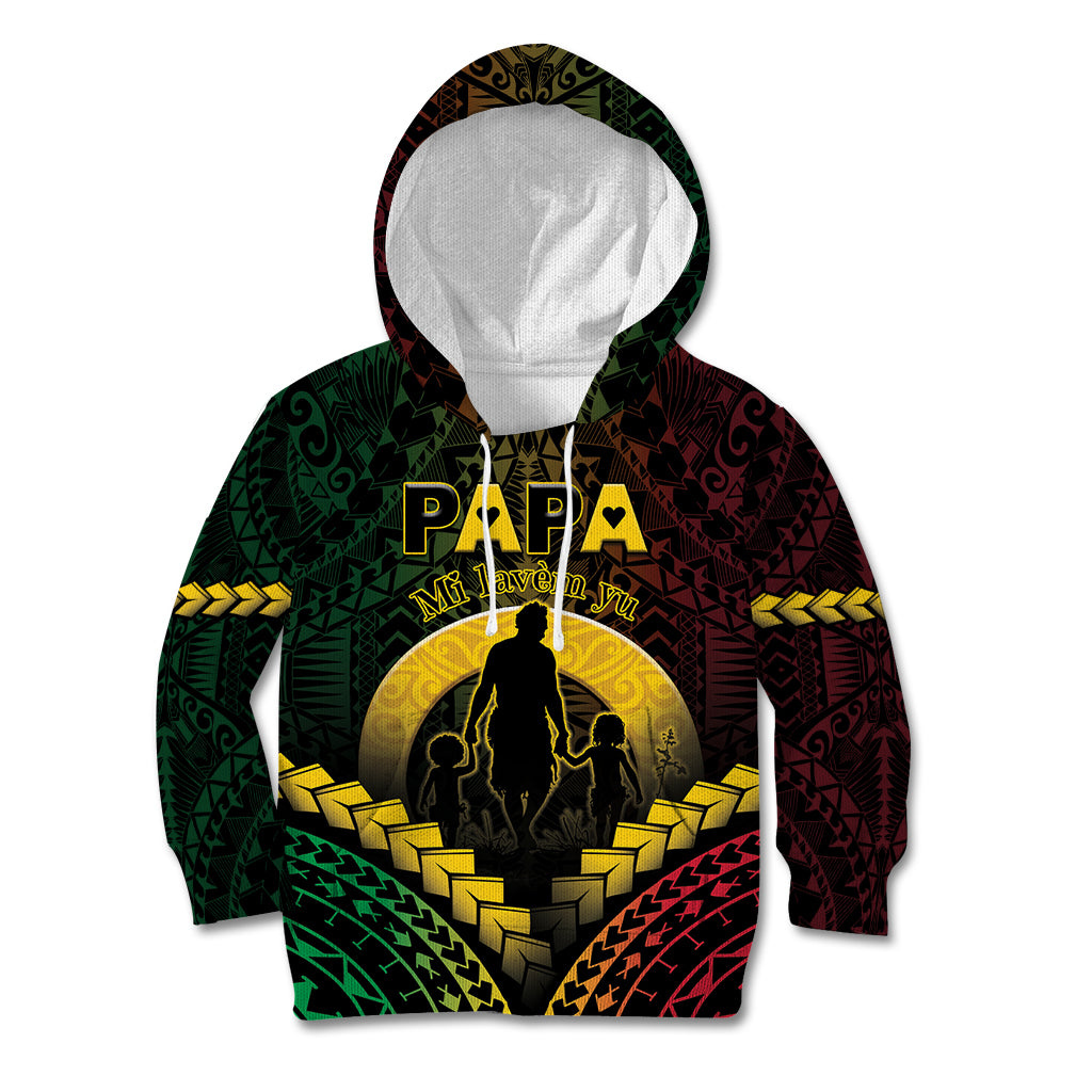 Personalised Vanuatu Happy Father's Day Kid Hoodie Mi Lavem Yu Papa Polynesian Tribal