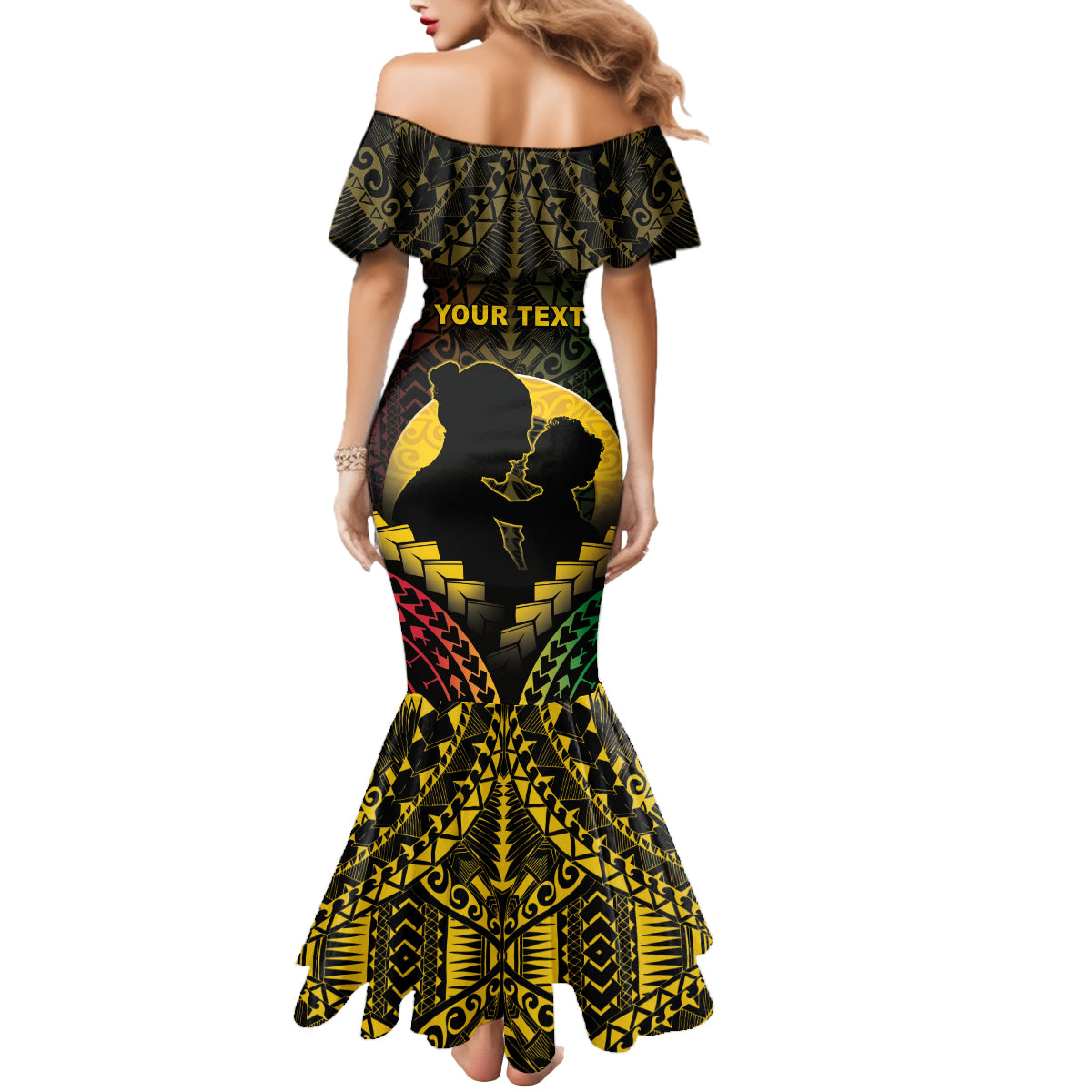 Personalised Vanuatu Happy Father's Day Mermaid Dress Mi Lavem Yu Papa Polynesian Tribal