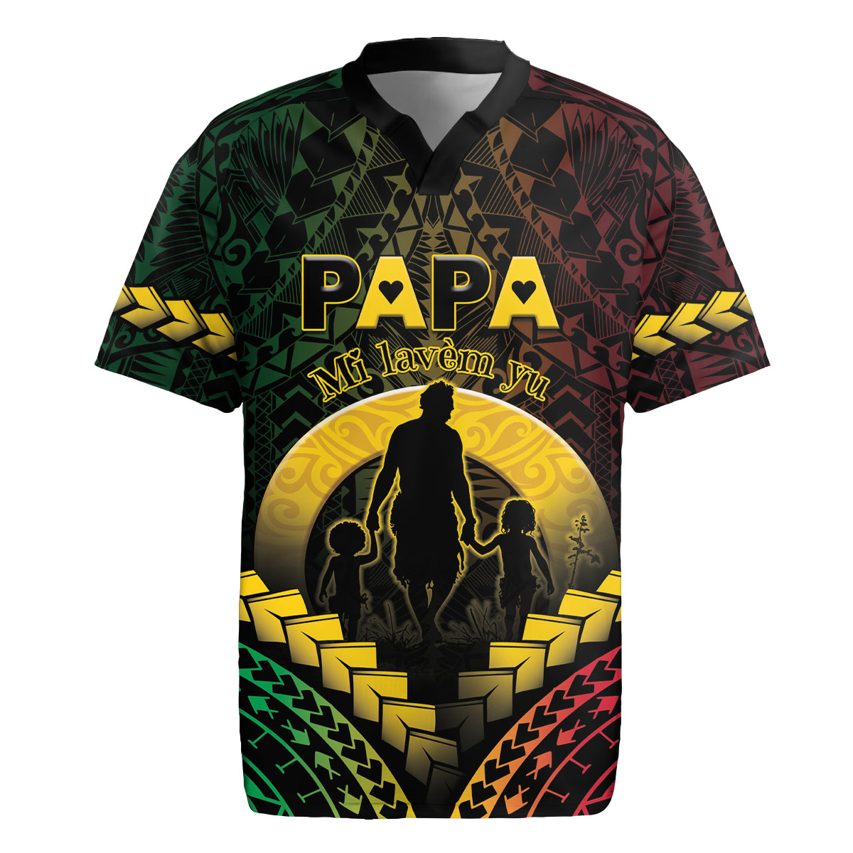 Personalised Vanuatu Happy Father's Day Rugby Jersey Mi Lavem Yu Papa Polynesian Tribal LT05 Reggae - Polynesian Pride