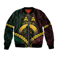 Personalised Vanuatu Happy Father's Day Sleeve Zip Bomber Jacket Mi Lavem Yu Papa Polynesian Tribal LT05 Unisex Reggae - Polynesian Pride