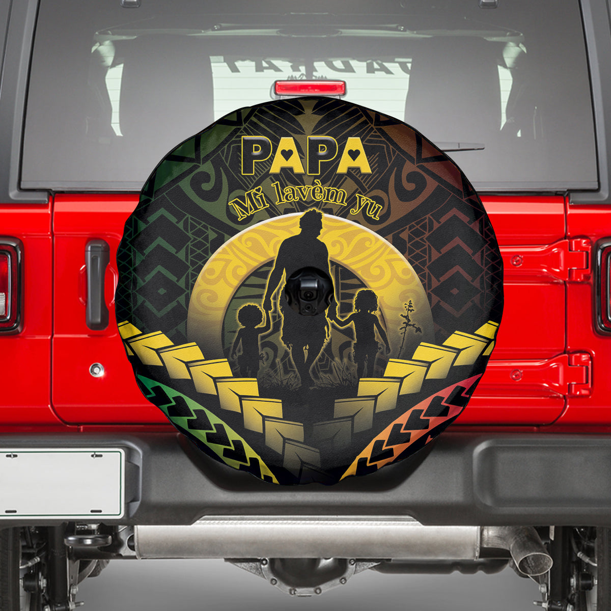 Vanuatu Happy Father's Day Spare Tire Cover Mi Lavem Yu Papa Polynesian Tribal LT05 - Polynesian Pride