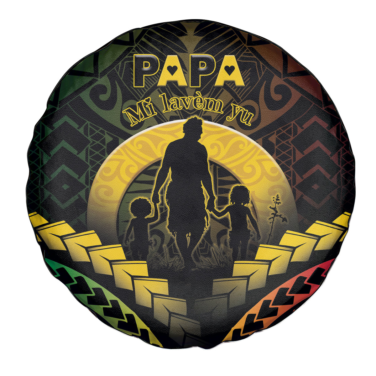 Vanuatu Happy Father's Day Spare Tire Cover Mi Lavem Yu Papa Polynesian Tribal LT05 - Polynesian Pride