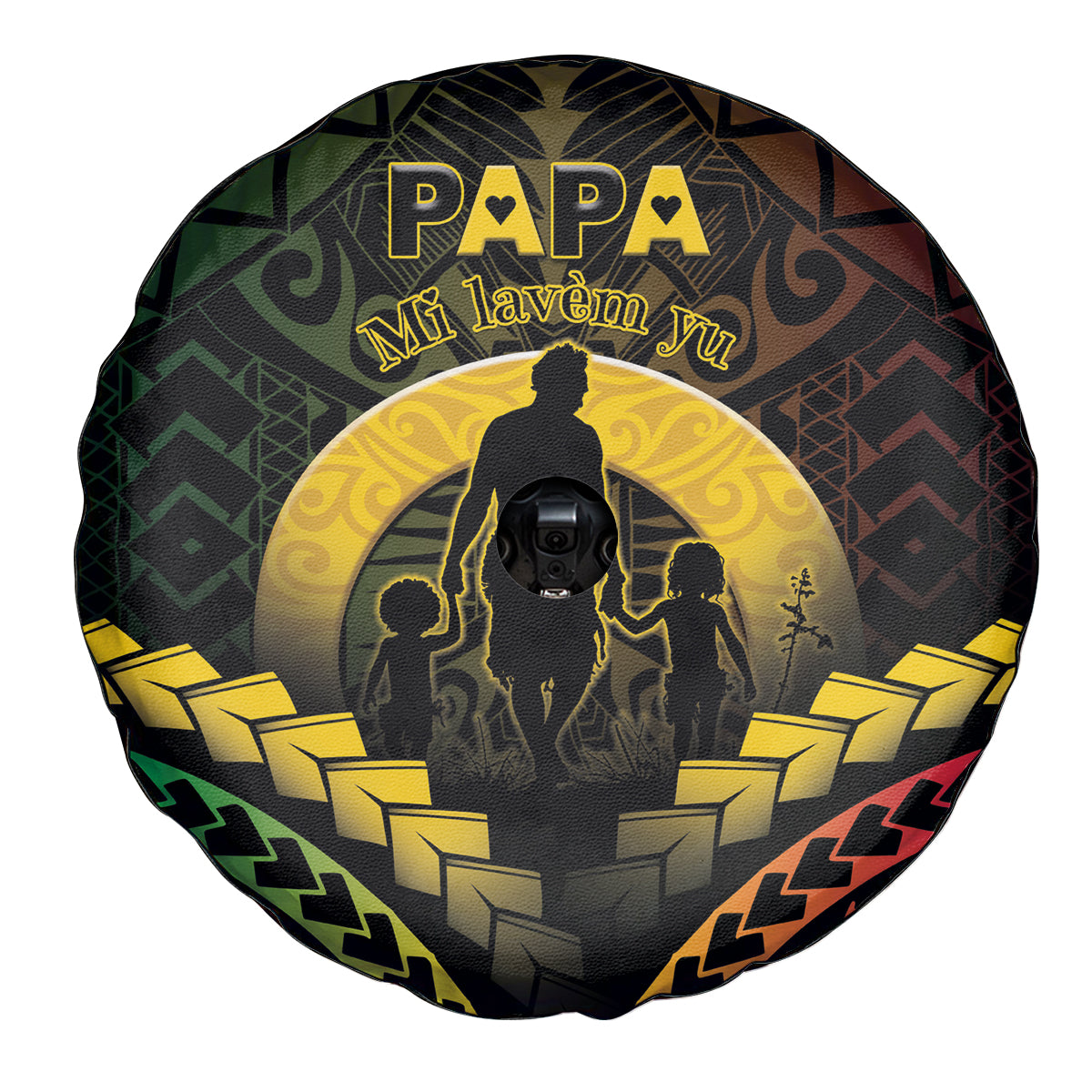 Vanuatu Happy Father's Day Spare Tire Cover Mi Lavem Yu Papa Polynesian Tribal LT05 - Polynesian Pride