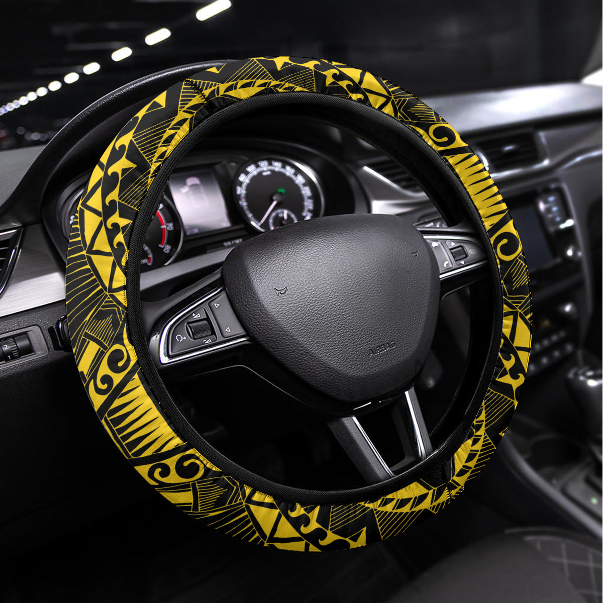 Vanuatu Happy Father's Day Steering Wheel Cover Mi Lavem Yu Papa Polynesian Tribal