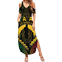 Personalised Vanuatu Happy Father's Day Summer Maxi Dress Mi Lavem Yu Papa Polynesian Tribal LT05 Women Reggae - Polynesian Pride
