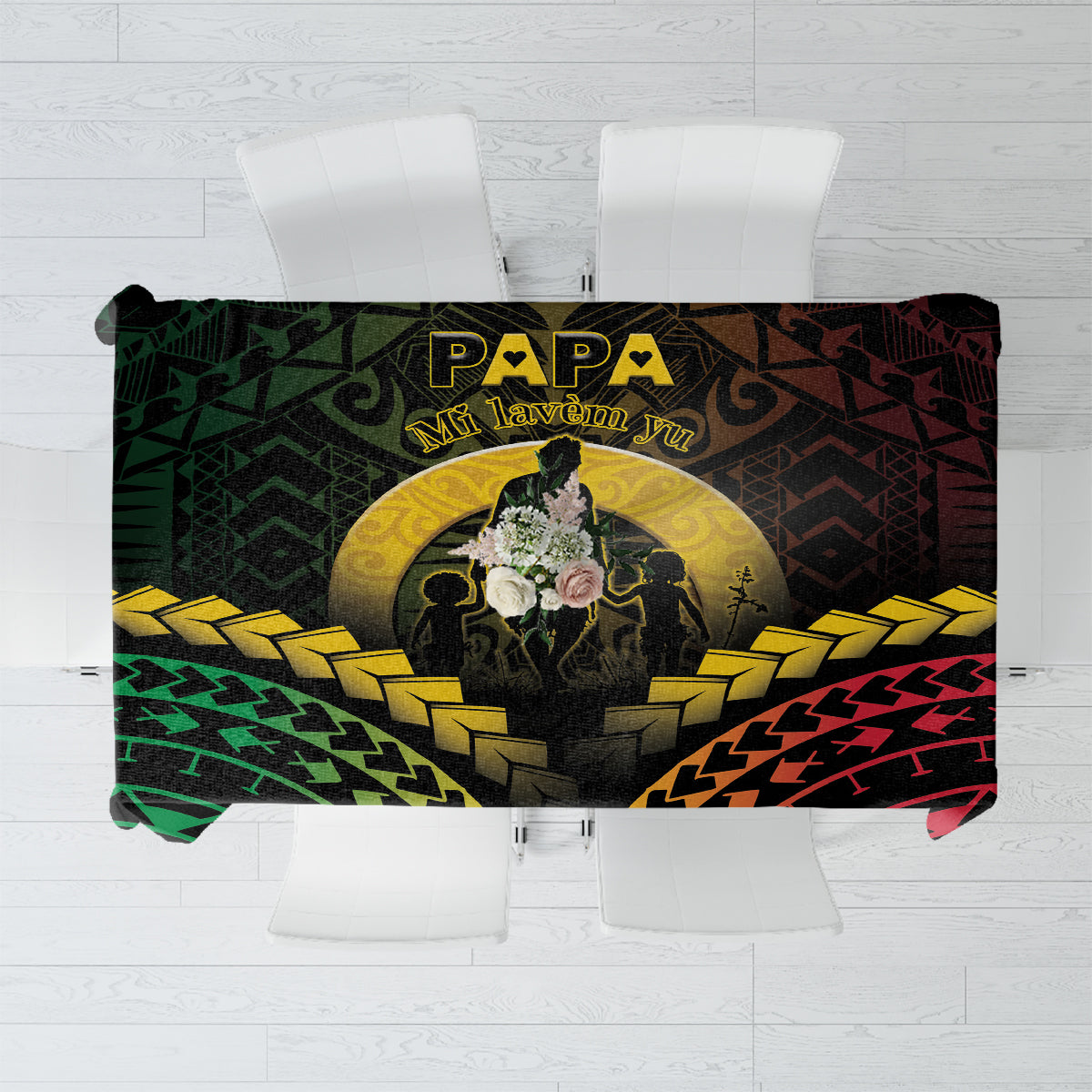 Vanuatu Happy Father's Day Tablecloth Mi Lavem Yu Papa Polynesian Tribal LT05 Reggae - Polynesian Pride