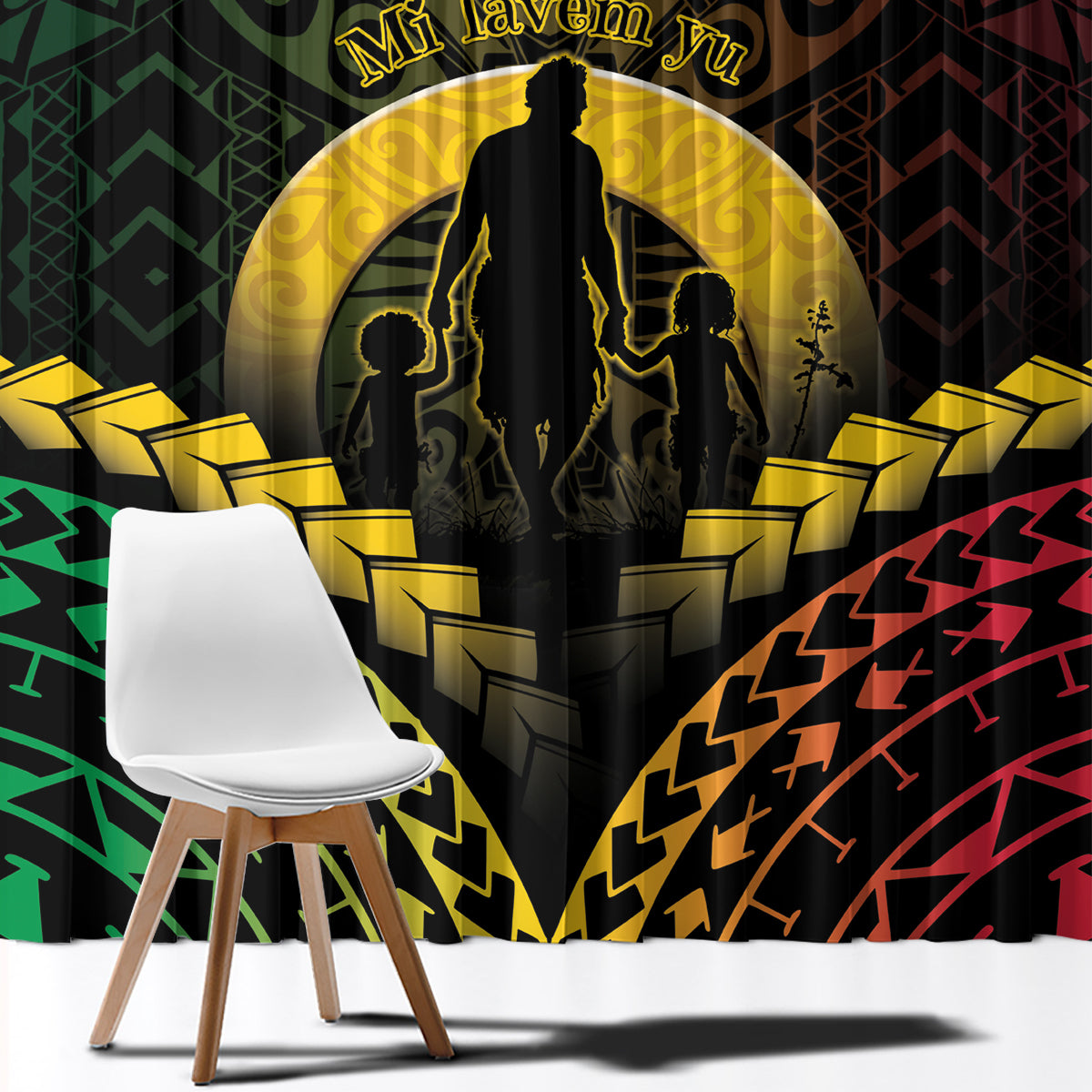 Vanuatu Happy Father's Day Window Curtain Mi Lavem Yu Papa Polynesian Tribal LT05 - Polynesian Pride