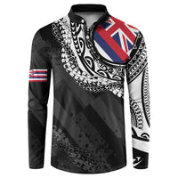 Hawaii Flag Day Button Sweatshirt Hawaiian Maile Lei LT05 Black - Polynesian Pride