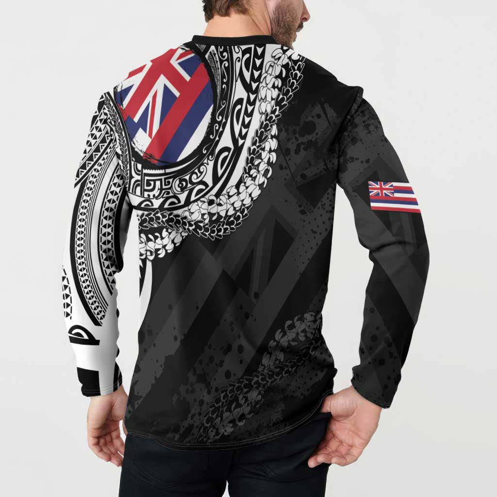 Hawaii Flag Day Button Sweatshirt Hawaiian Maile Lei LT05 - Polynesian Pride