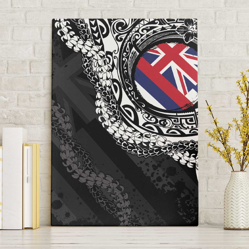 Hawaii Flag Day Canvas Wall Art Hawaiian Maile Lei LT05 Without Frame Black - Polynesian Pride