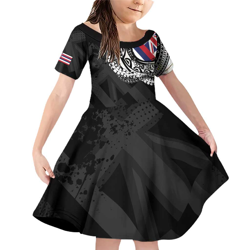 Hawaii Flag Day Family Matching Off Shoulder Short Dress and Hawaiian Shirt Hawaiian Maile Lei