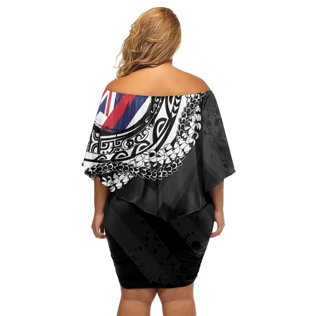 Hawaii Flag Day Family Matching Off Shoulder Short Dress and Hawaiian Shirt Hawaiian Maile Lei