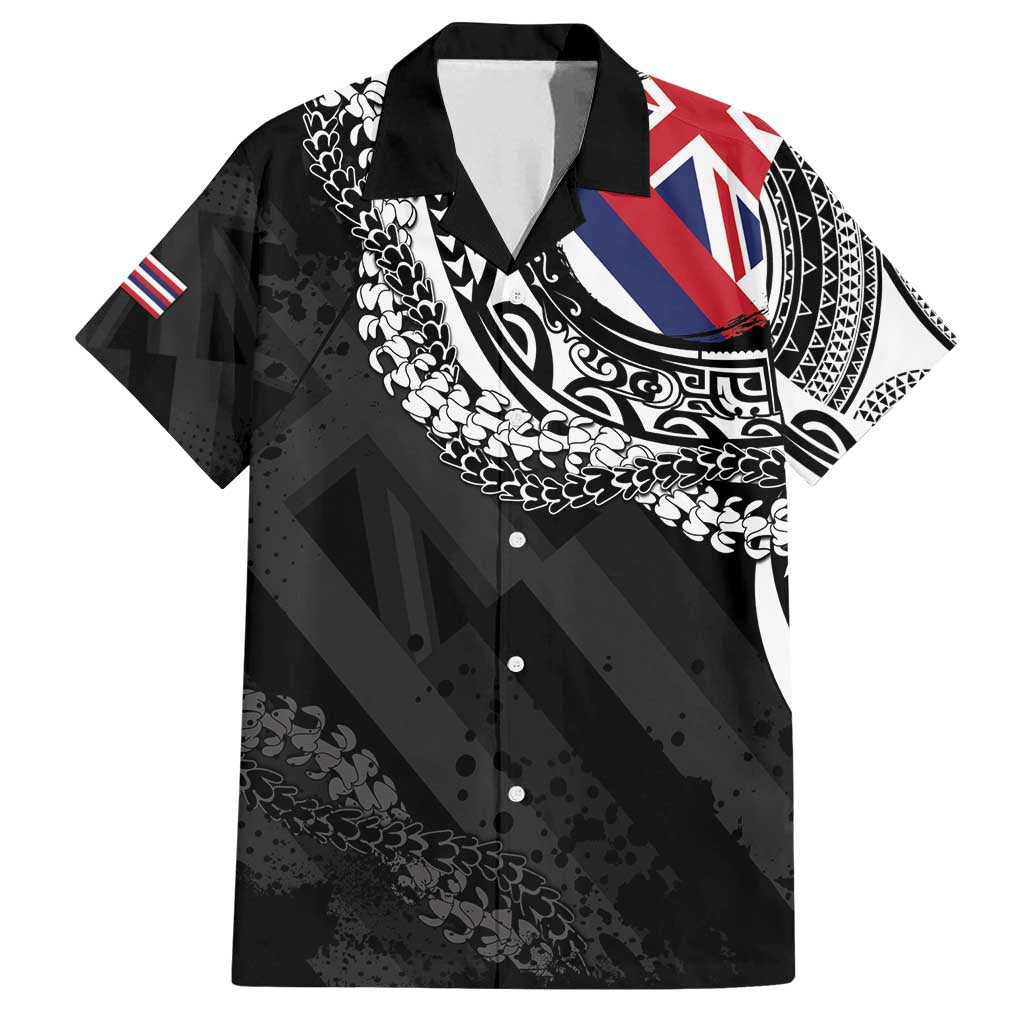 Hawaii Flag Day Family Matching Puletasi and Hawaiian Shirt Hawaiian Maile Lei LT05 Dad's Shirt - Short Sleeve Black - Polynesian Pride