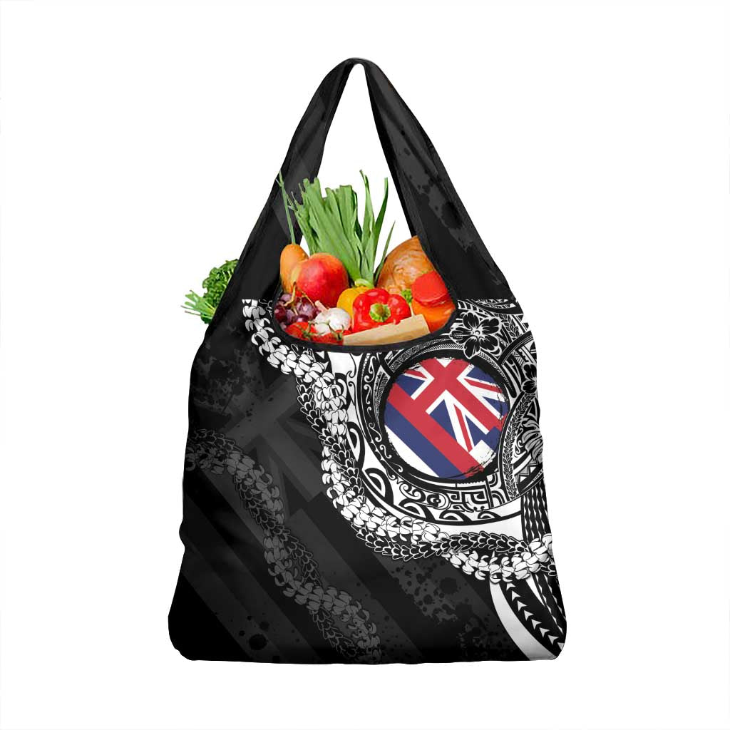 Hawaii Flag Day Grocery Bag Hawaiian Maile Lei LT05 1-pack One Size Black - Polynesian Pride