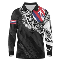 Hawaii Flag Day Long Sleeve Polo Shirt Hawaiian Maile Lei