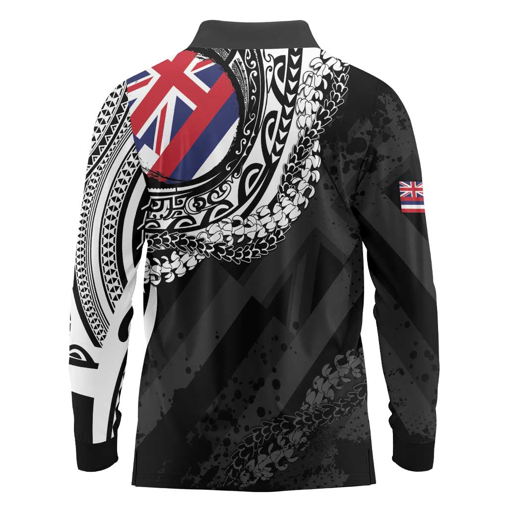 Hawaii Flag Day Long Sleeve Polo Shirt Hawaiian Maile Lei