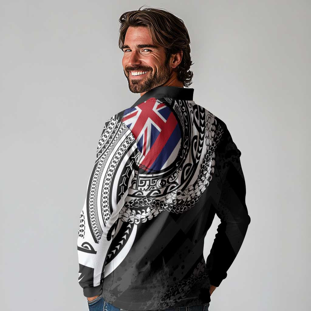 Hawaii Flag Day Long Sleeve Polo Shirt Hawaiian Maile Lei
