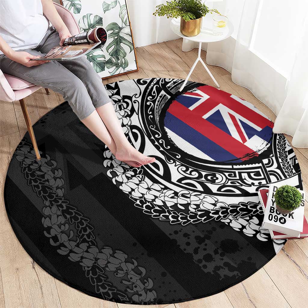Hawaii Flag Day Round Carpet Hawaiian Maile Lei