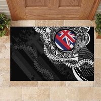 Hawaii Flag Day Rubber Doormat Hawaiian Maile Lei LT05 Black - Polynesian Pride