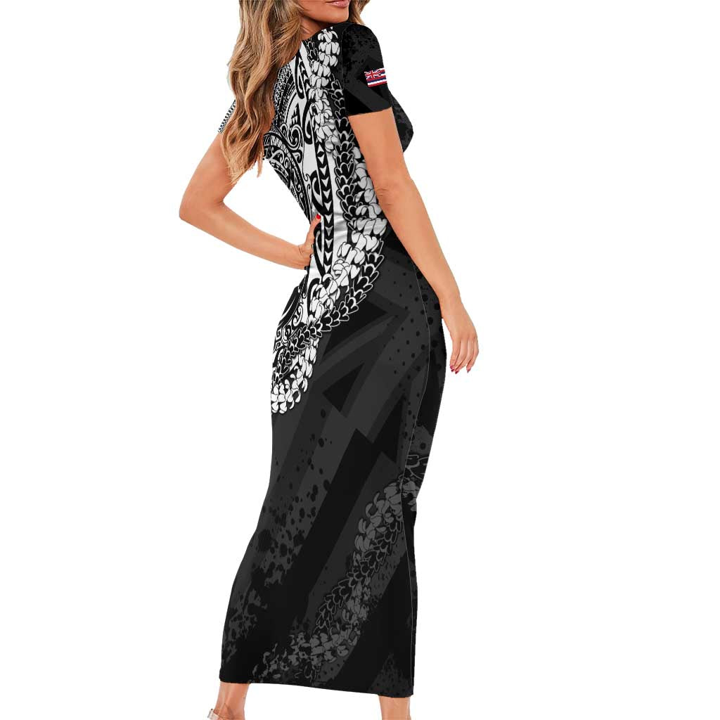 Hawaii Flag Day Short Sleeve Bodycon Dress Hawaiian Maile Lei