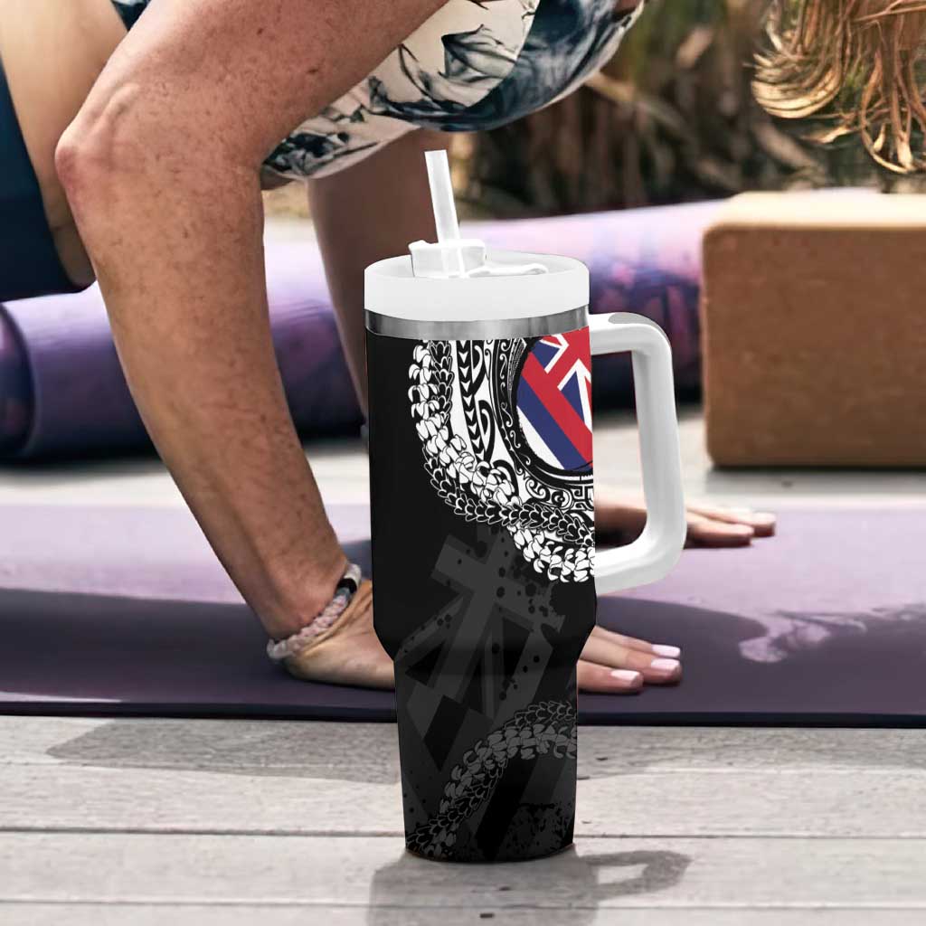 Hawaii Flag Day Tumbler With Handle Hawaiian Maile Lei