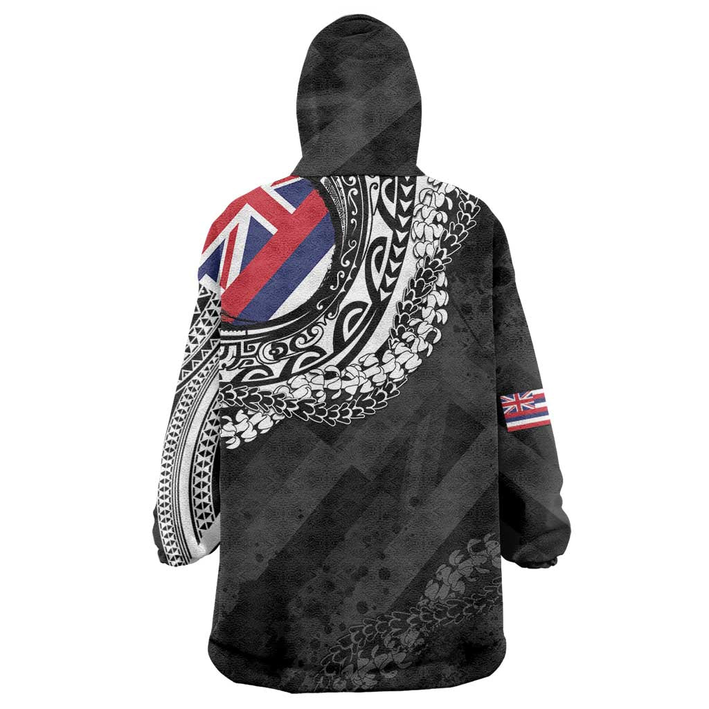 Hawaii Flag Day Wearable Blanket Hoodie Hawaiian Maile Lei LT05 - Polynesian Pride