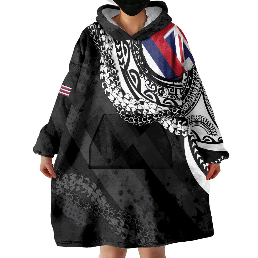 Hawaii Flag Day Wearable Blanket Hoodie Hawaiian Maile Lei LT05 - Polynesian Pride