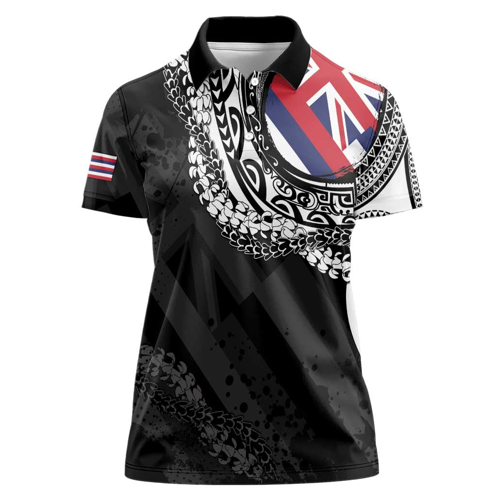 Hawaii Flag Day Women Polo Shirt Hawaiian Maile Lei