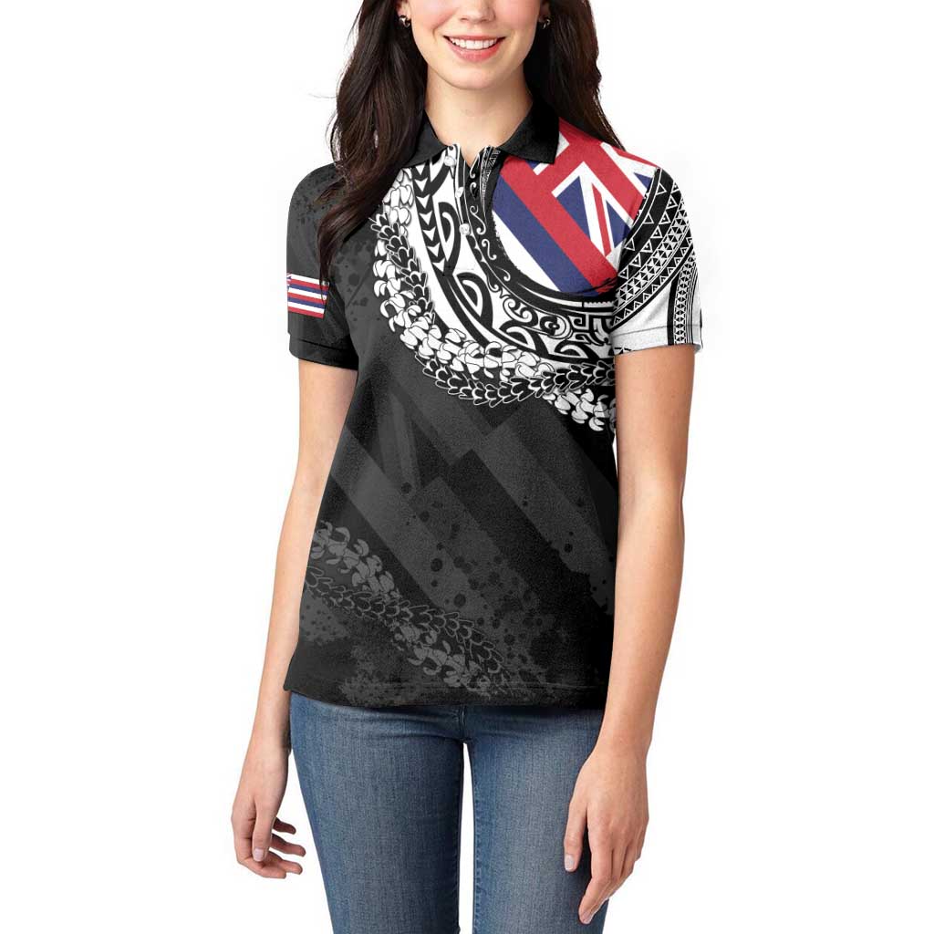 Hawaii Flag Day Women Polo Shirt Hawaiian Maile Lei