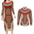 Samoa Language Week Couples Matching Long Sleeve Bodycon Dress and Long Sleeve Button Shirt Samoan Motif With Red Hibiscus