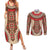 Samoa Language Week Couples Matching Summer Maxi Dress and Long Sleeve Button Shirt Samoan Motif With Red Hibiscus