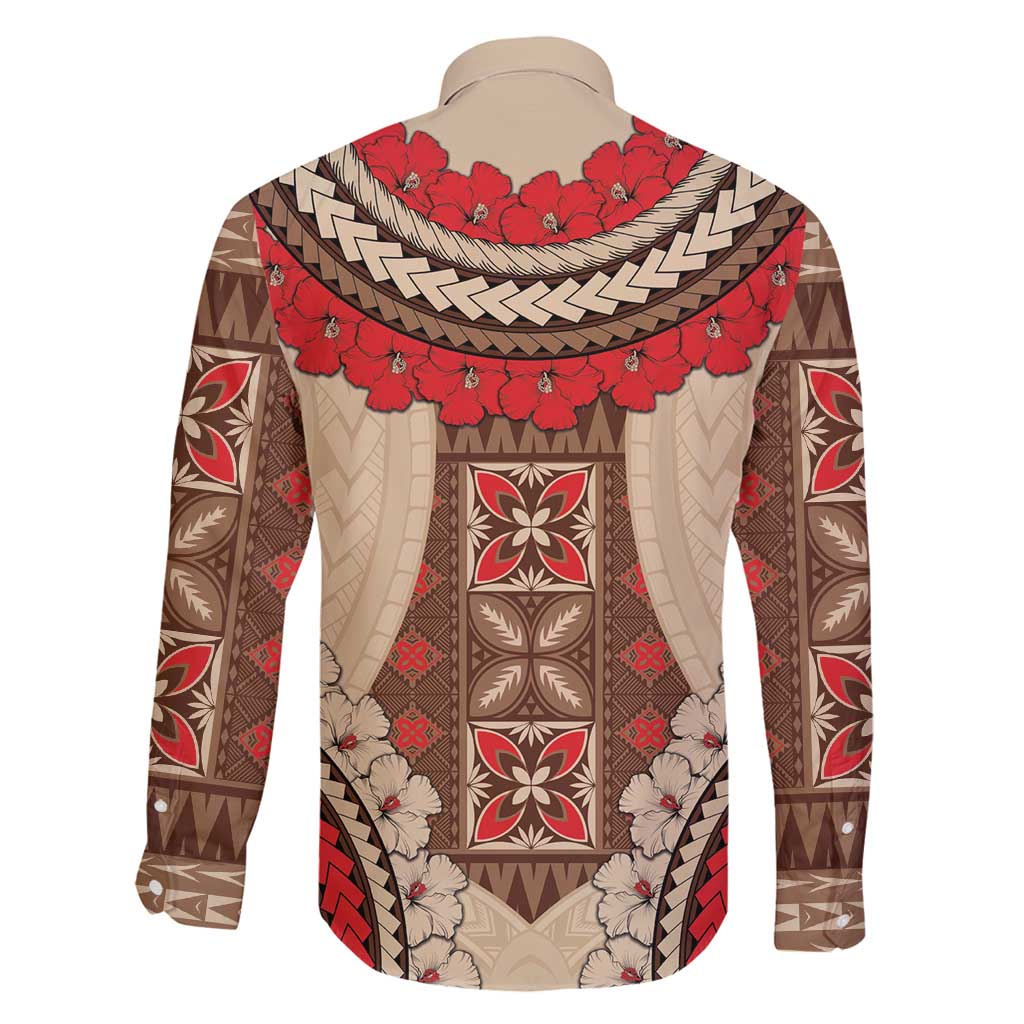 Samoa Language Week Family Matching Off Shoulder Maxi Dress and Hawaiian Shirt Samoan Motif With Red Hibiscus