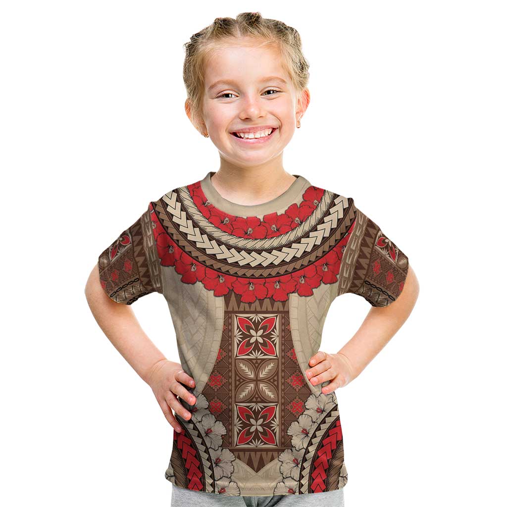 Samoa Language Week Kid T Shirt Samoan Motif With Red Hibiscus