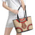 Samoa Language Week Leather Tote Bag Samoan Motif With Red Hibiscus