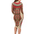 Samoa Language Week Long Sleeve Bodycon Dress Samoan Motif With Red Hibiscus