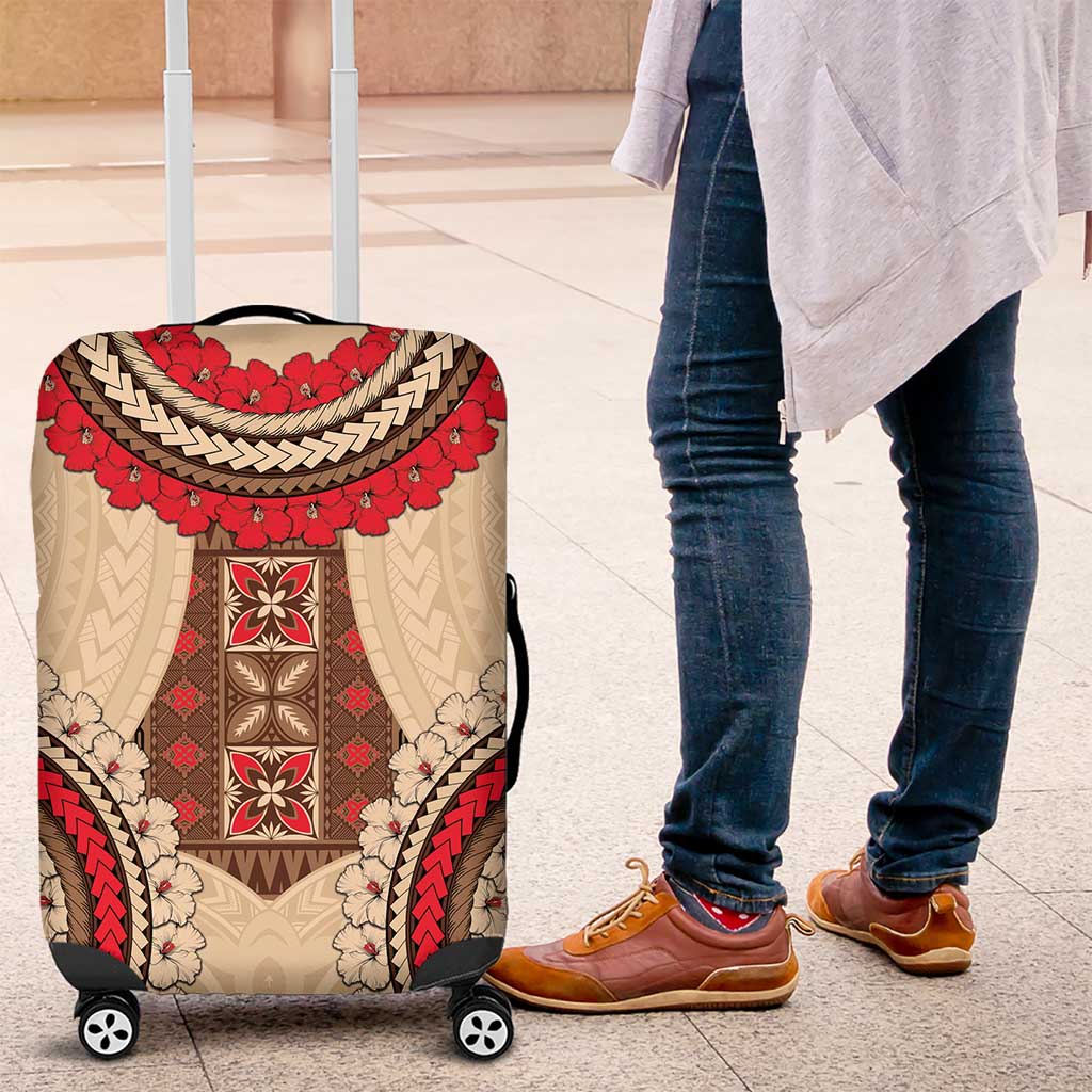 Samoa Language Week Luggage Cover Samoan Motif With Red Hibiscus