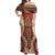 Samoa Language Week Off Shoulder Maxi Dress Samoan Motif With Red Hibiscus