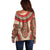 Samoa Language Week Off Shoulder Sweater Samoan Motif With Red Hibiscus