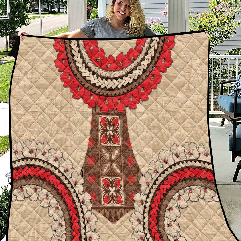 Samoa Language Week Quilt Samoan Motif With Red Hibiscus