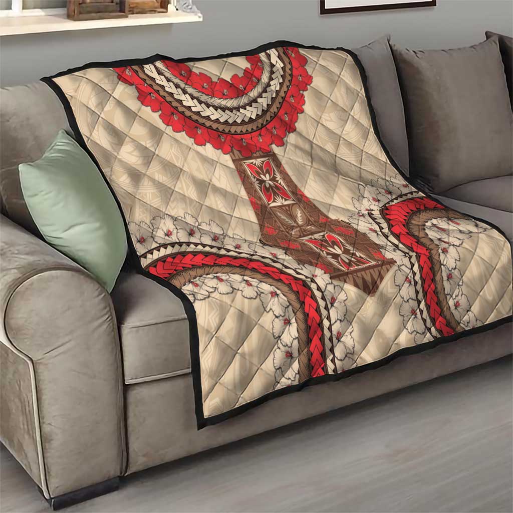 Samoa Language Week Quilt Samoan Motif With Red Hibiscus