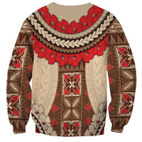 Samoa Language Week Sweatshirt Samoan Motif With Red Hibiscus