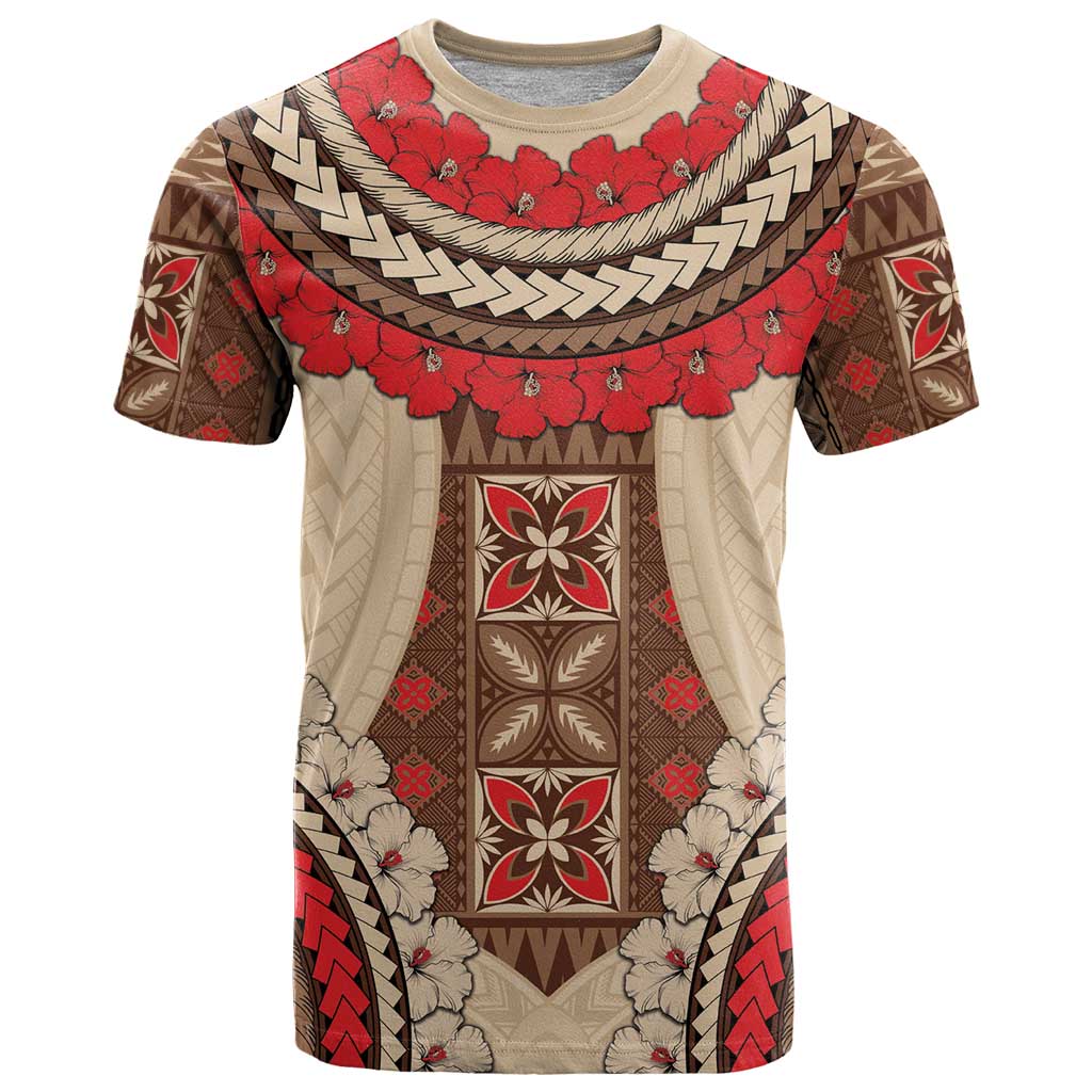 Samoa Language Week T Shirt Samoan Motif With Red Hibiscus