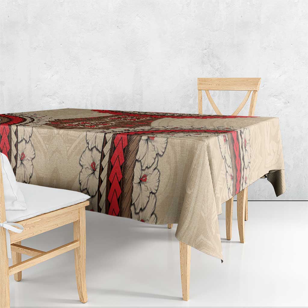 Samoa Language Week Tablecloth Samoan Motif With Red Hibiscus